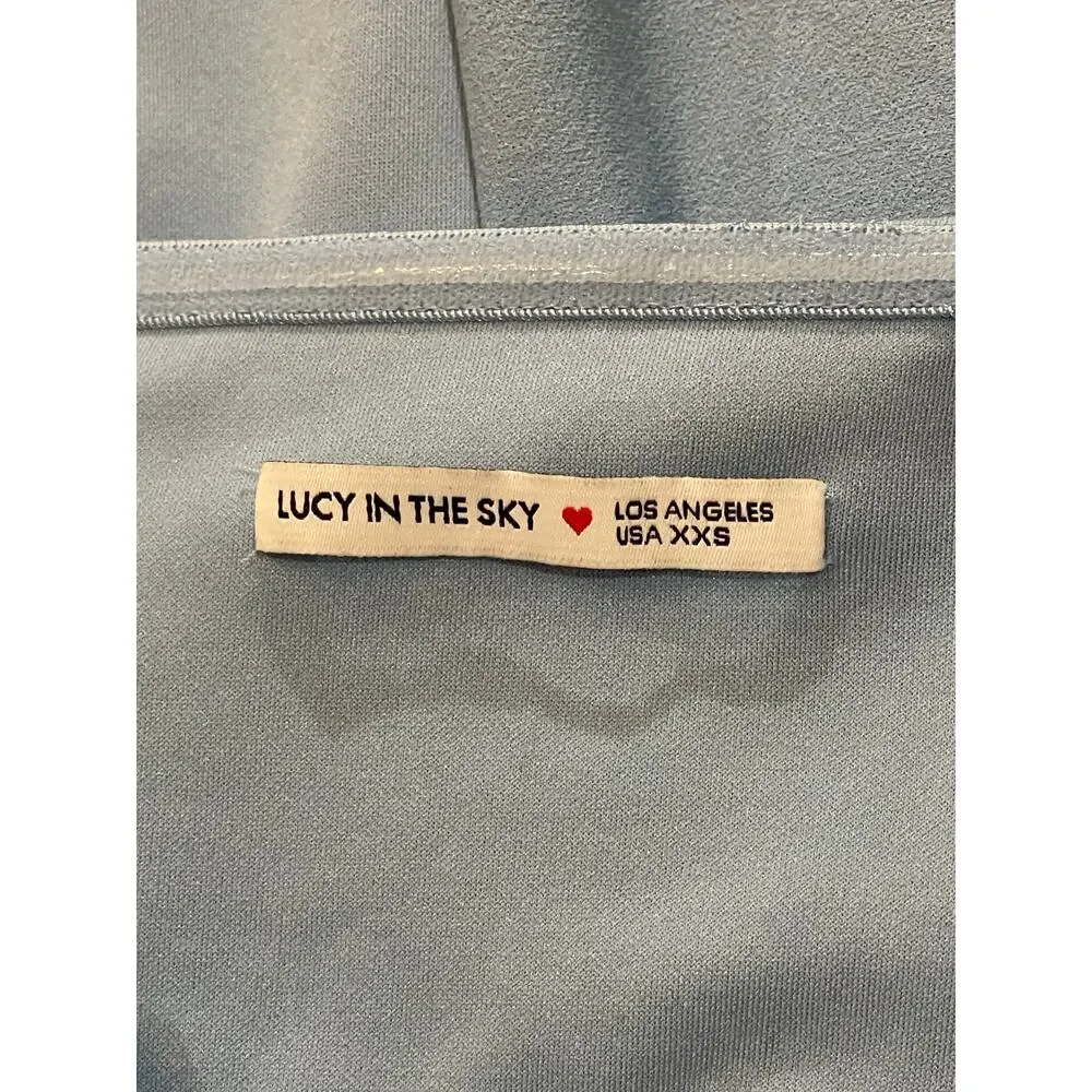 Lucy In The Sky Strapless High Split Blue Maxi Dress Size XXS